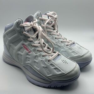 AND1 Show Out Mid Basketball Shoes Girls Sz 1 White Pink Athletic Sneakers